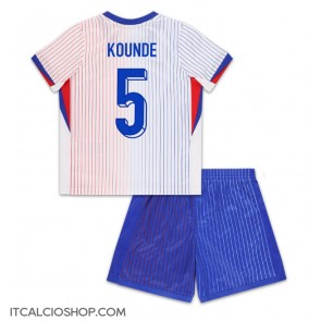 Francia Jules Kounde #5 Seconda Maglia Bambino Europei 2024 Manica Corta (+ Pantaloni corti)